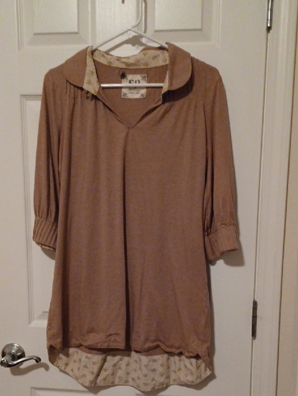 <> Free People Light Brown Layered Tunic Top Women's Size Large - Picture 4 of 14